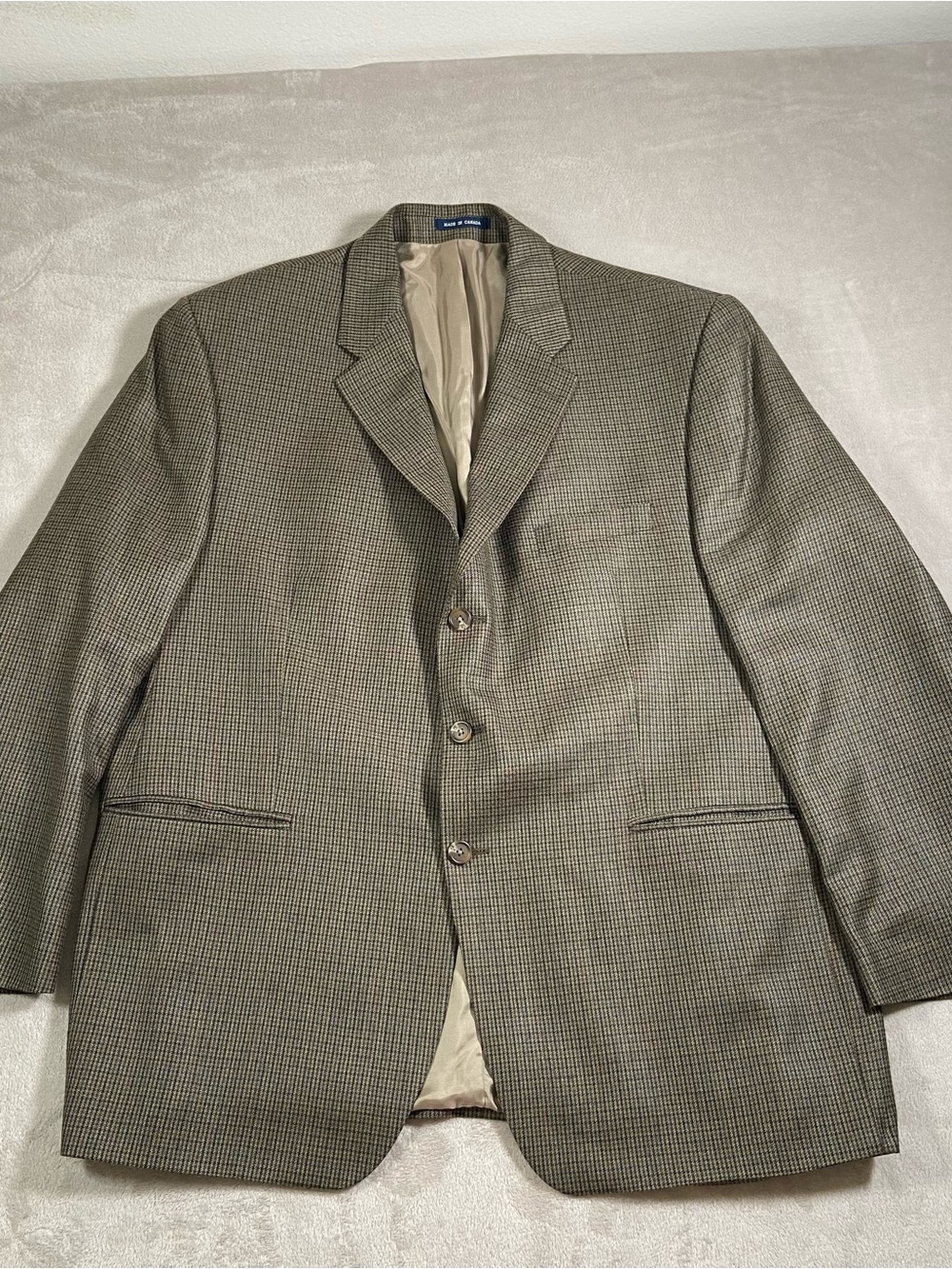 Ralph Lauren Brown Houndstooth Sport Coat 50R Single-Breasted 3-Button Wool Silk